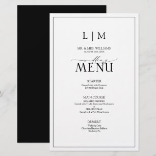 Elegantes Monogramm-Menü für Schwarz und Weiß