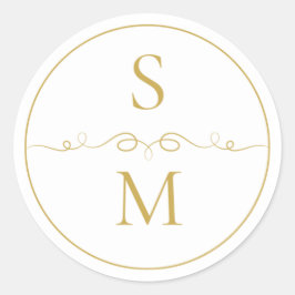 Elegantes Monogramm-Minimal-Hochzeitsumschlagsiege Runder Aufkleber