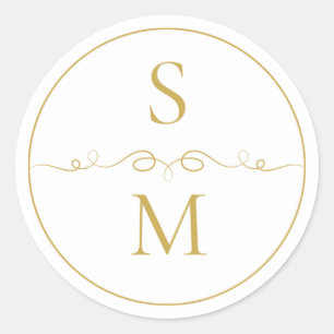 Elegantes Monogramm-Minimal-Hochzeitsumschlagsiege Runder Aufkleber