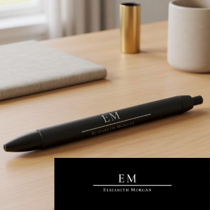Elegantes Monogramm Minimalistisch Schwarz Klassis Kugelschreiber