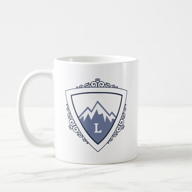 Elegantes Monogramm mit Bergkamm Kaffeetasse (Links)