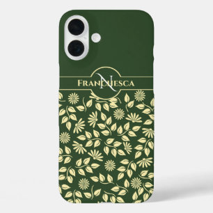Elegantes Monogramm mit individuellem Namen, Blätt iPhone 16 Plus Hülle