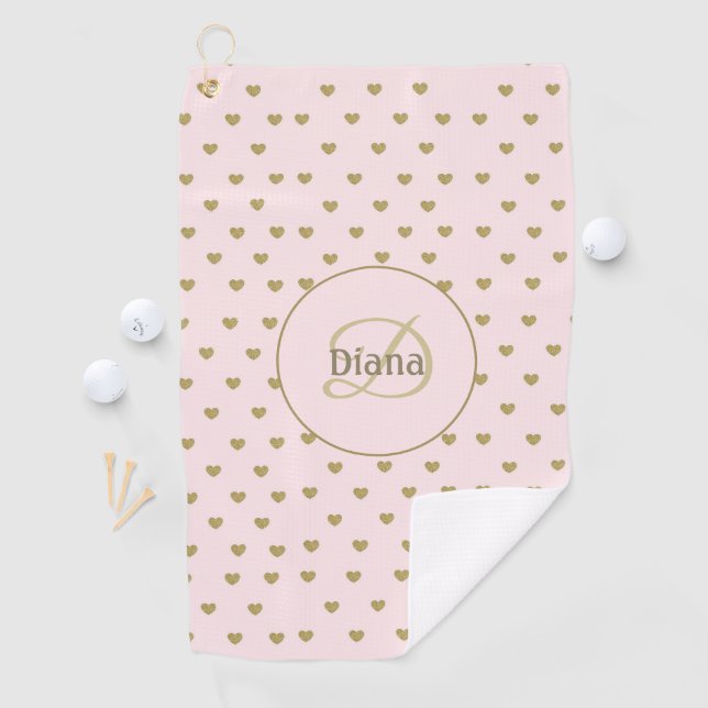 Elegantes Monogramm mit modernen rosa Blush-Rosa-I Golfhandtuch (Insitu)