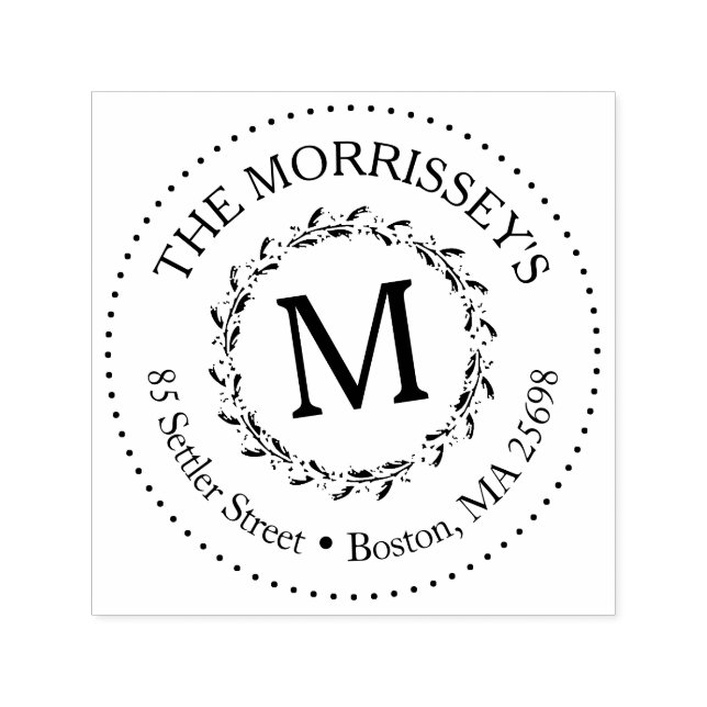 Elegantes Monogramm mit Name und Adresse Permastempel (Design)