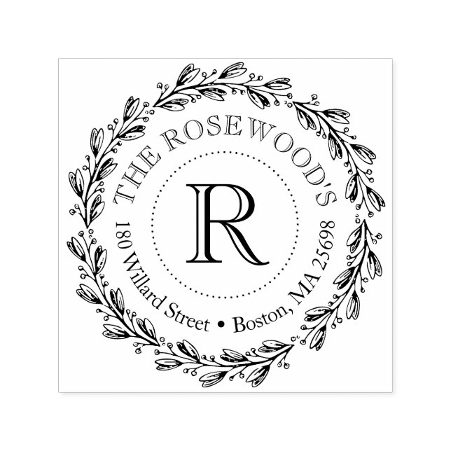 Elegantes Monogramm mit Name und Adresse Permastempel (Design)