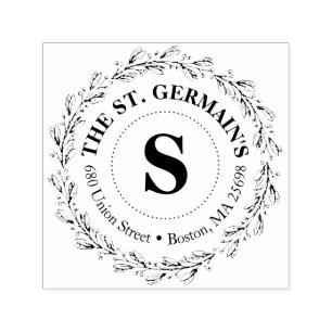 Elegantes Monogramm mit Namen und Adresse Permastempel