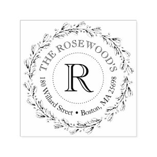Elegantes Monogramm mit Namen und Adresse Permastempel