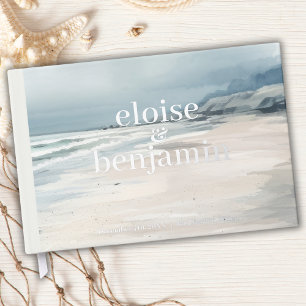Elegantes Monogramm mit Vows Coastal Wedding Gästebuch