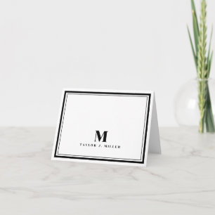 Elegantes Monogramm mit zwei Rändern Chic Schwarz