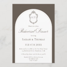 Elegantes Monogramm-Mocha-Hochzeitsprobe-Dinner