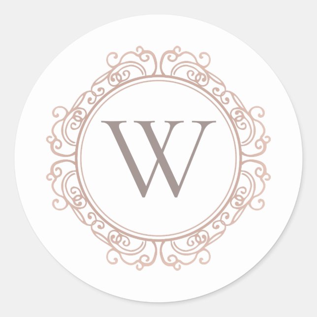 Elegantes Monogramm Modernes klassisches Siegel Runder Aufkleber (Vorderseite)