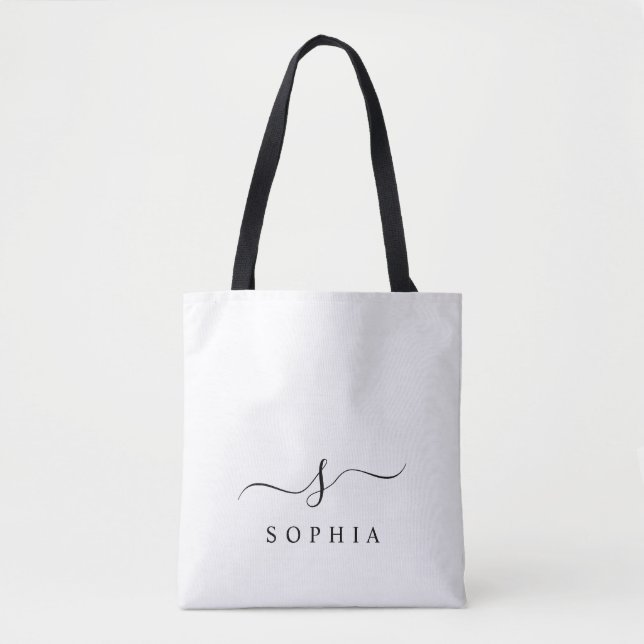 Elegantes Monogramm Modernes Minimalistisch Tasche (Vorderseite)