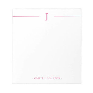 Elegantes Monogramm Modernes Rosa Weißes Notepad Notizblock