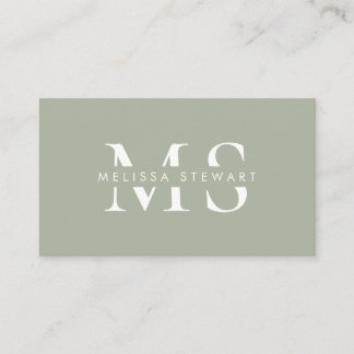Elegantes Monogramm modernes Salbei beruflich Visitenkarte