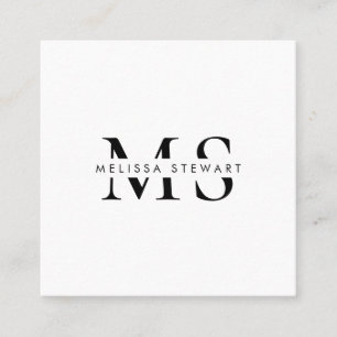 Elegantes Monogramm modernes Schwarz-weißes berufl Quadratische Visitenkarte