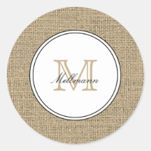 Elegantes Monogramm Name Landhausstil Jute
