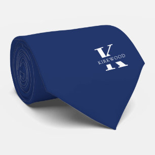 Elegantes Monogramm + Name   Navy Blue   einseitig Krawatte