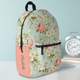 Elegantes Monogramm Niedliche Blumenmädchen Bedruckter Rucksack