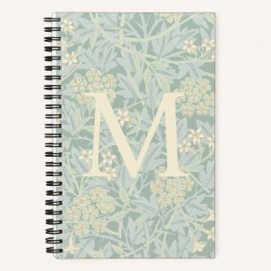 Elegantes Monogramm Pastellgrün Jasmin Floral Notizbuch