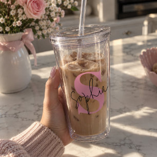 Elegantes Monogramm personalisierter Acryltumbler Acryltrinkbecher