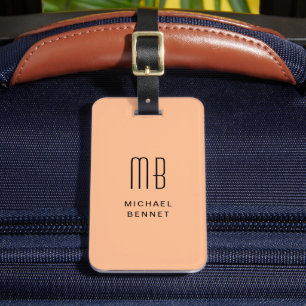 Elegantes Monogramm Pfirsich Gepäckanhänger