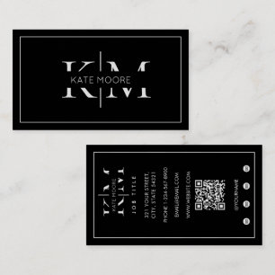 Elegantes Monogramm Professional Schwarz Weiß Mode Visitenkarte