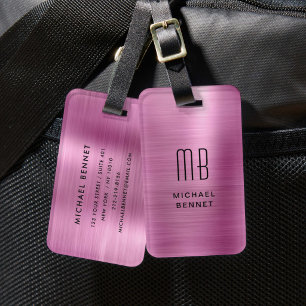 Elegantes Monogramm Rosa-falsches Metallgepäckanhä Gepäckanhänger