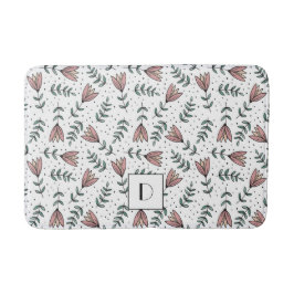 Elegantes Monogramm rosa, florales Muster Badematte