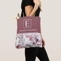 Elegantes Monogramm rosa und Lila florales Botanis