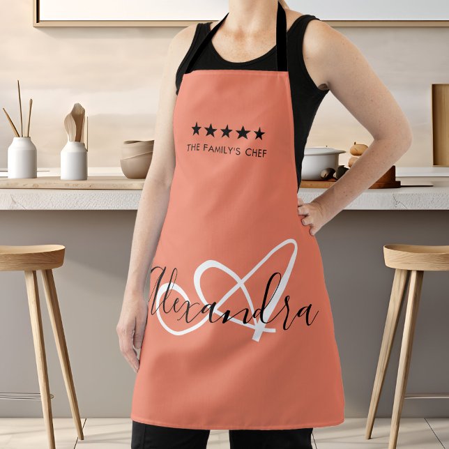 Elegantes Monogramm Rosa Weiße Schrift Best Chef N Schürze (Elegant Monogram Pink White Script Best Chef Name Apron)