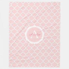 Elegantes Monogramm rosa weißes Muster Fleecedecke