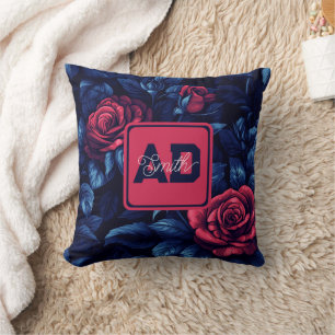 Elegantes Monogramm-Rose-Kissen Kissen