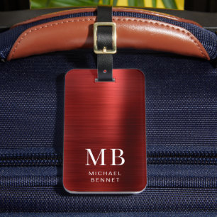 Elegantes Monogramm Rot Gepäckanhänger