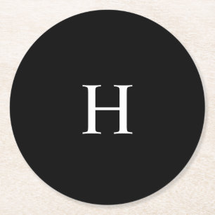 Elegantes Monogramm Runder Pappuntersetzer
