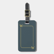 Elegantes Monogramm Schwarz Gold Blau Streifenmust