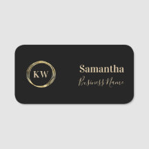 Elegantes Monogramm Schwarz Gold Mitarbeiter