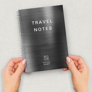 Elegantes Monogramm Schwarz Reise Notizblock