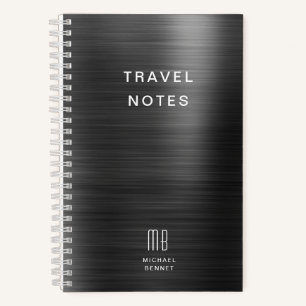 Elegantes Monogramm Schwarz Reise Notizbuch