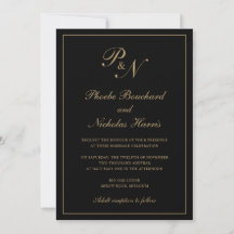 Elegantes Monogramm Schwarz und Gold in einer Hoch