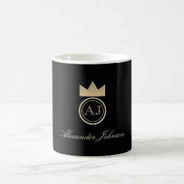 Elegantes Monogramm Schwarz und Gold Kaffeetasse