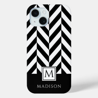 Elegantes Monogramm Schwarz/Weiß Case-Mate iPhone Hülle