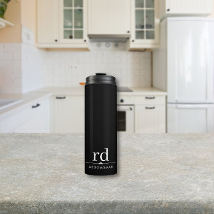 Elegantes Monogramm Schwarz-Weiß-Geschenk für Trau Thermosbecher