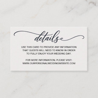 Elegantes Monogramm Schwarz Weiß Hochzeitsdetails Begleitkarte