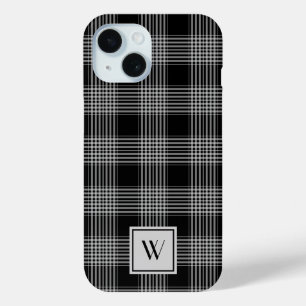 Elegantes Monogramm Schwarz-Weiß-Karomuster Case-Mate iPhone Hülle
