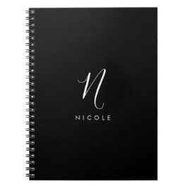 Elegantes Monogramm Schwarz/Weiß Notizblock
