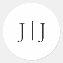 Elegantes Monogramm Schwarz/Weiß Runder Aufkleber