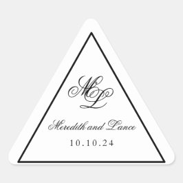 Elegantes Monogramm Schwarz-Weiß-Script Dreieckiger Aufkleber