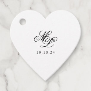 Elegantes Monogramm Schwarz-Weiß-Script Geschenkanhänger