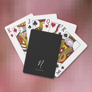 Elegantes Monogramm Schwarz/Weiß Spielkarten
