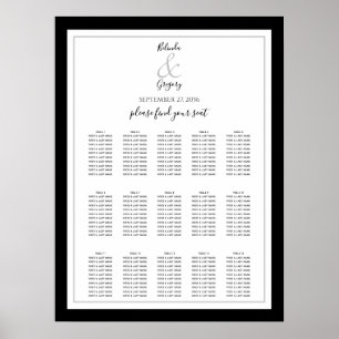 Elegantes Monogramm Schwarz-weißer Hochzeitsstift Poster